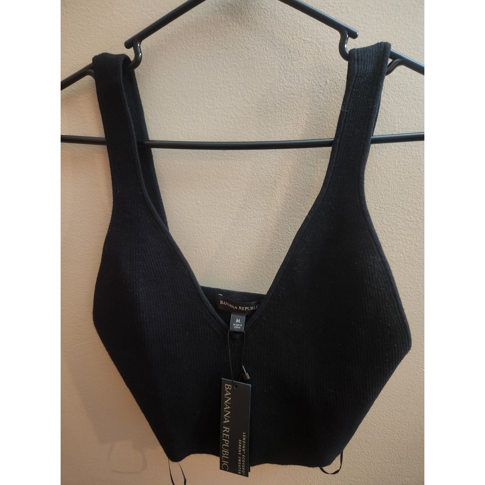 Banana Republic Lenzing Ecovero Serene Knit Sweater Tank Top Black Size M NWT